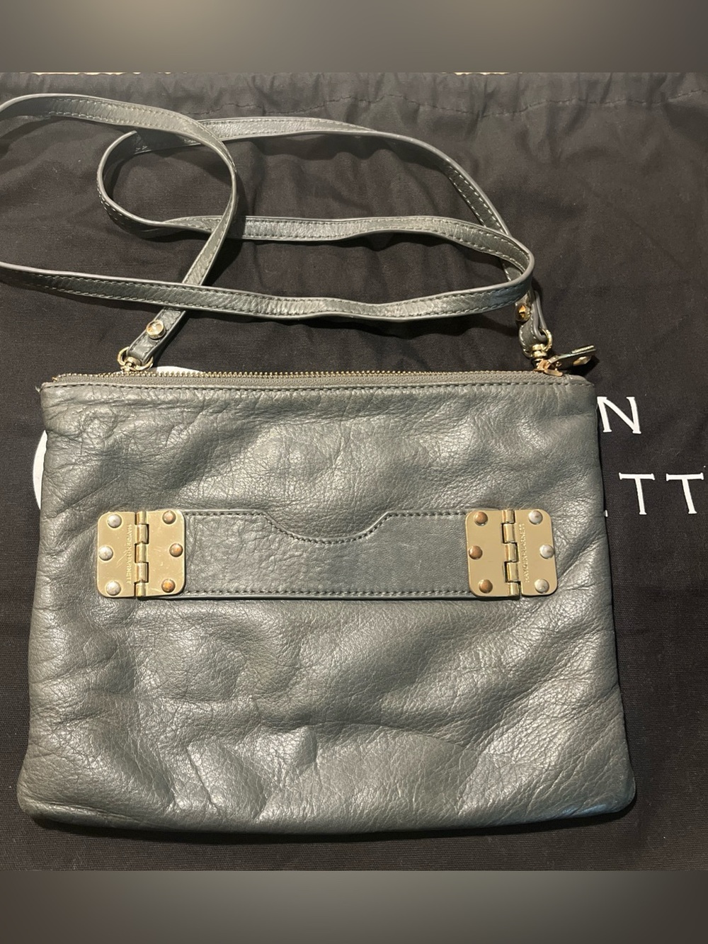 Hayden Harnett Clutch Mint Grey Leather